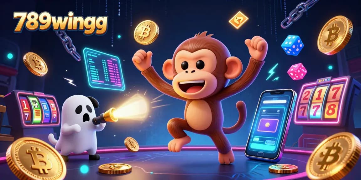Experience thrilling gameplay at 789wingg with a playful ghost and crypto-inspired gambling scene.