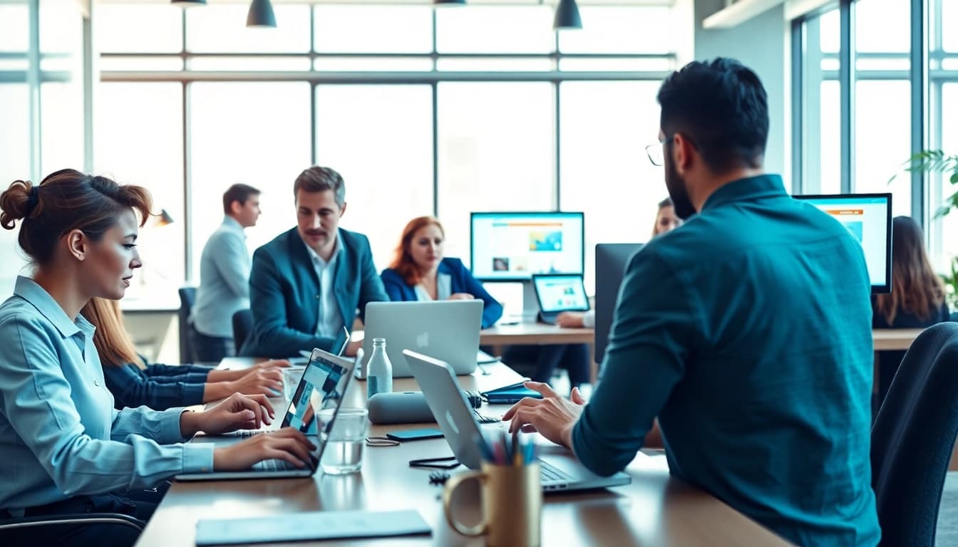 Highlighting the Premium Shopify agency team collaborating effectively in a modern workspace.