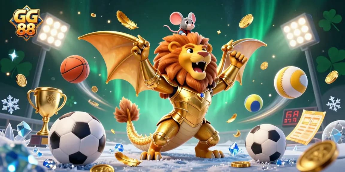 Experience the thrill of GG 88 with dynamic gaming elements in a vibrant casino illustration.