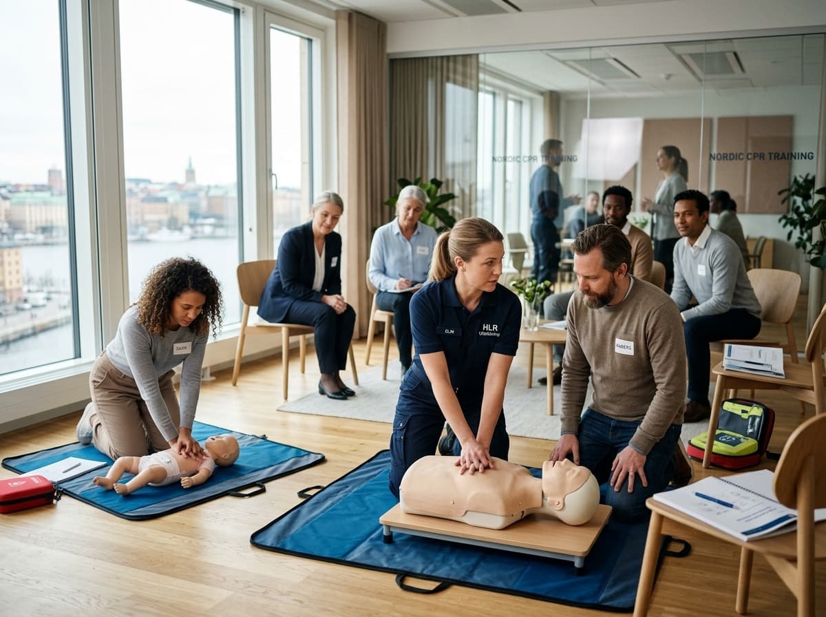 Hands-on träning i varje HLR utbildning Stockholm vi erbjuder