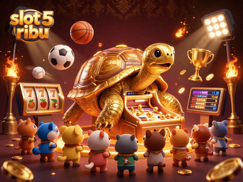 Engage in exciting gameplay with slot 5 ribu, showcasing a dynamic scene of a golden tortoise pinball machine.