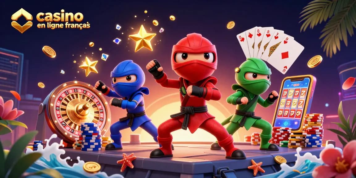 Jouer dans un casino en ligne français avec des caméléons ninjas et des éléments de jeu captivants.