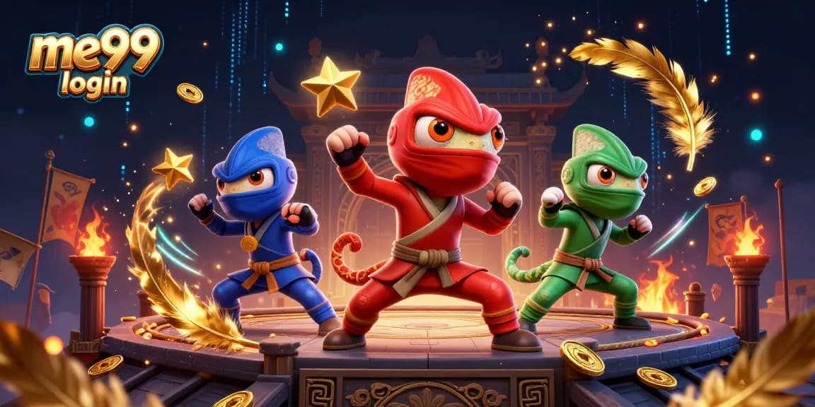 Experience the thrill of me99 login with vibrant chameleon ninjas in action at the casino.