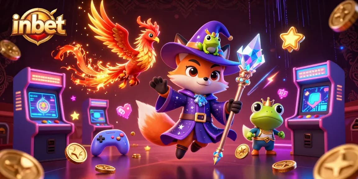 Experience inbet gaming with a mystical wizard fox, phoenix, and arcade elements.