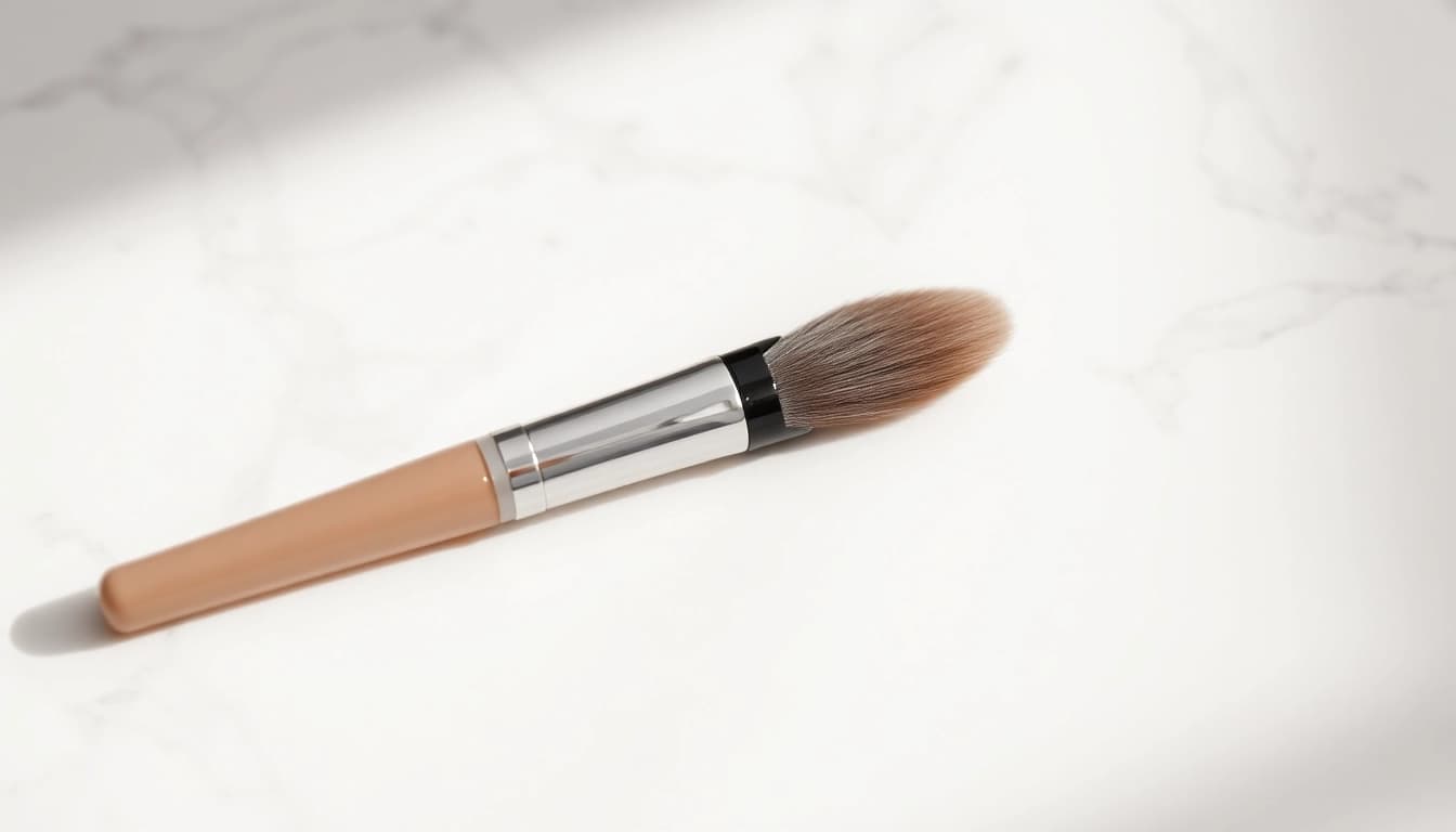 Apply makeup seamlessly using an angled concealer brush for flawless coverage.
