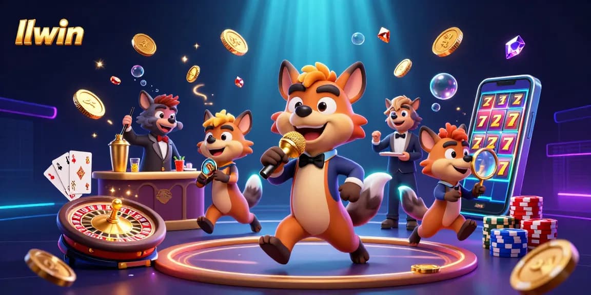 Engage in the fun at LLWIN's vibrant casino scene with hyenas sharing laughs and drinks.