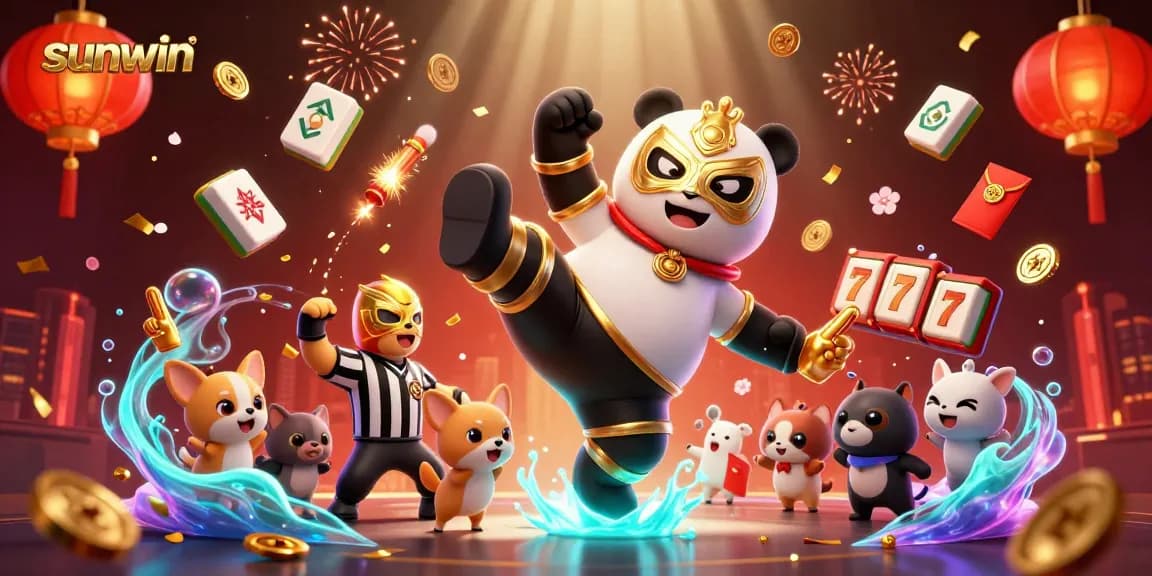 Experience sunwin's exciting gaming with a vibrant 3D illustration showcasing casino action.