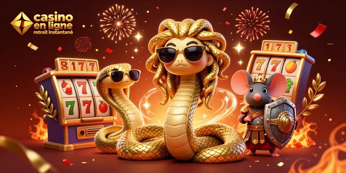 Obtenez des gains instantanés avec casino en ligne retrait instantané dans une illustration festive pleine de symboles de jeu.
