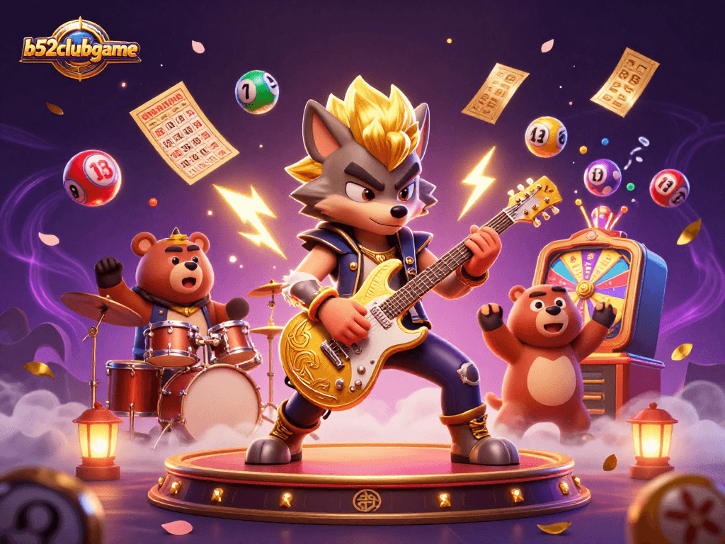 Experience vibrant excitement with b52clubgame's dynamic lottery and gaming illustration.