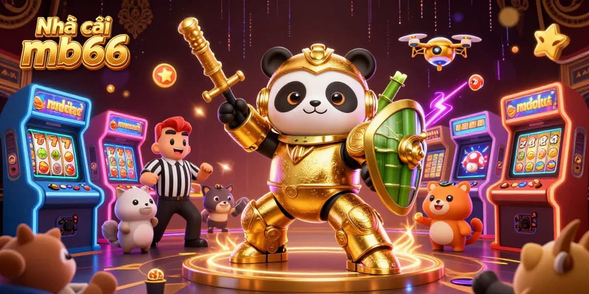 Experience the thrill at Nhà cái mb66 with a vibrant casino-themed 3D illustration showcasing various game elements.