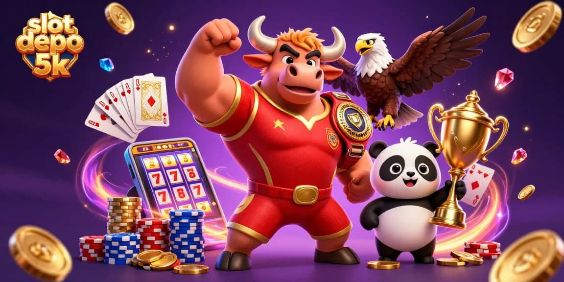 Menghadapi permainan slot depo 5k di dunia kasino dengan simbol keberuntungan dan kemenangan yang spektakuler.