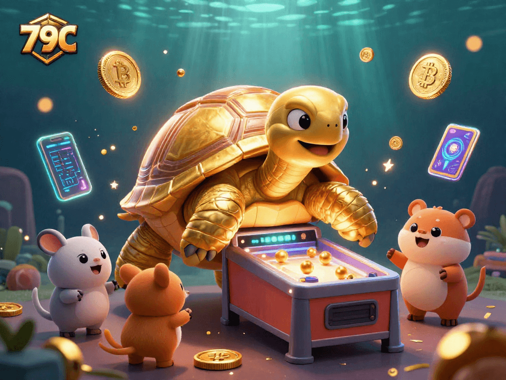 Jogue no 79C com a divertida tartaruga dourada que funciona como máquina de pinball.