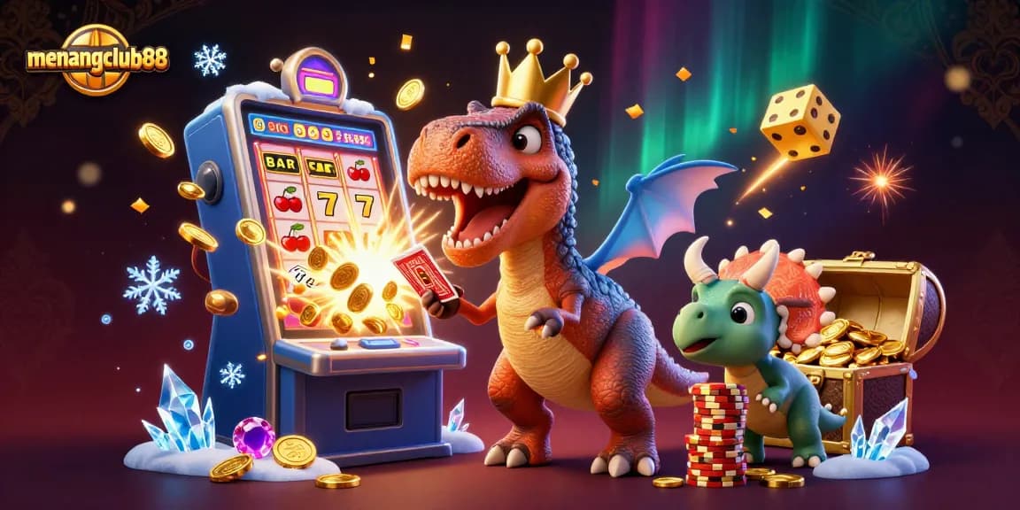 Experience the excitement at menangclub88 with a 3D casino adventure featuring vibrant characters and a jackpot explosion.