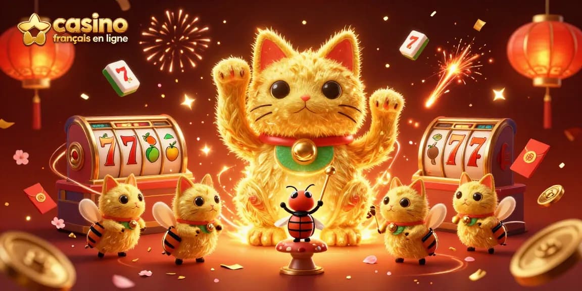 Découvrez le casino français en ligne avec une illustration animée captivante et festive.