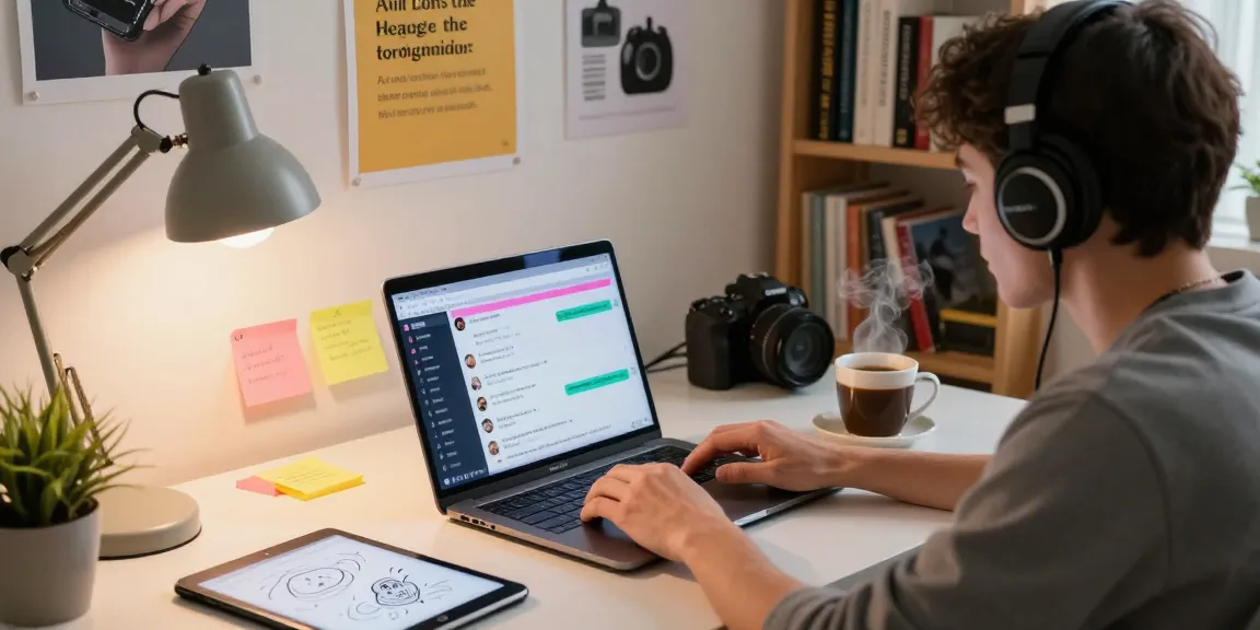 Engaging scene of ai nsfw chat in a cozy workspace illustrating AI technology communication.