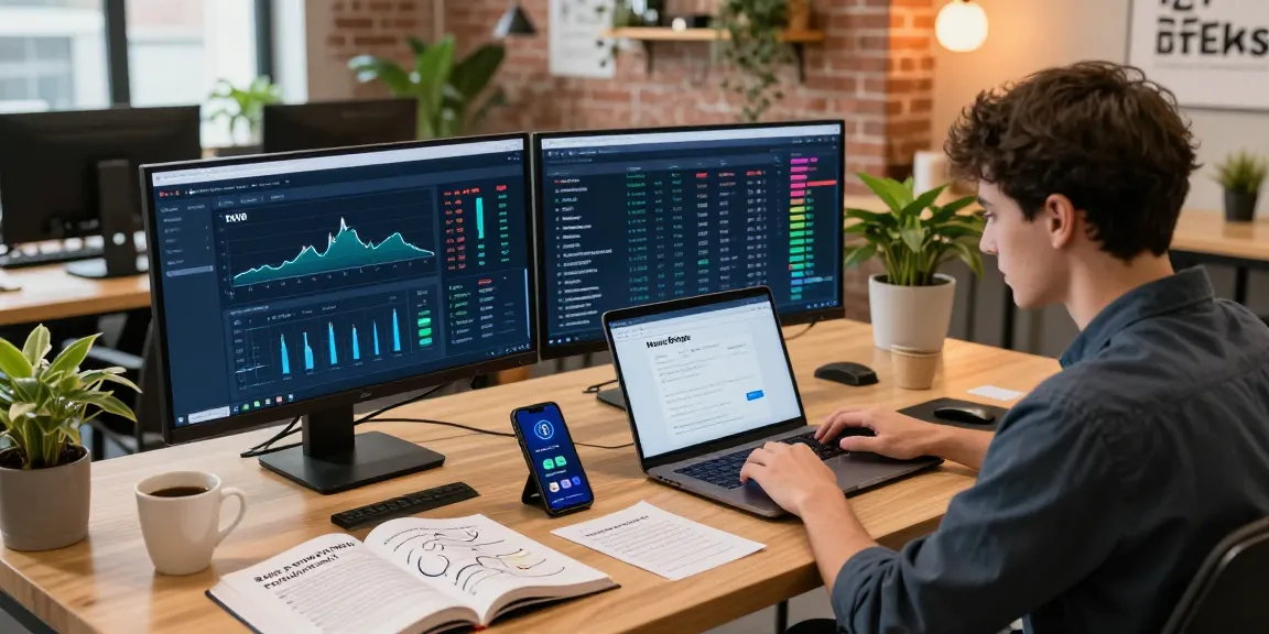 Manta Bridge insights in a vibrant co-working space, showing cryptocurrency trading and DeFi platform interactions.