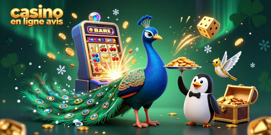 Voici un aperçu captivant d'un casino en ligne avis, mettant en scène un paon aristocratique avec des éléments de jeux.