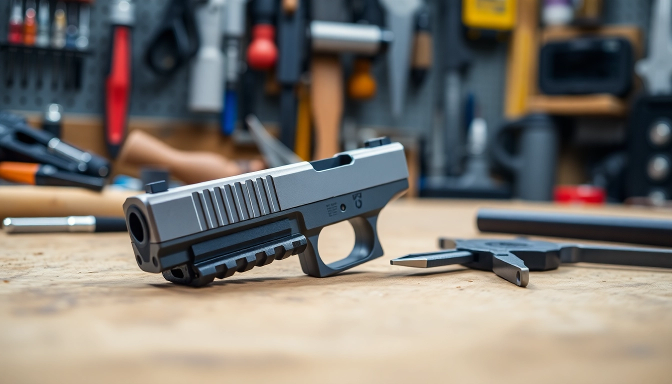 Examine the glock 17 gen 5 slide highlighting its sleek design and intricate details.