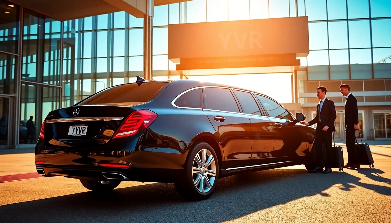 Luxury vancouver airport limo waiting at Vancouver International Airport, showcasing premium transportation.