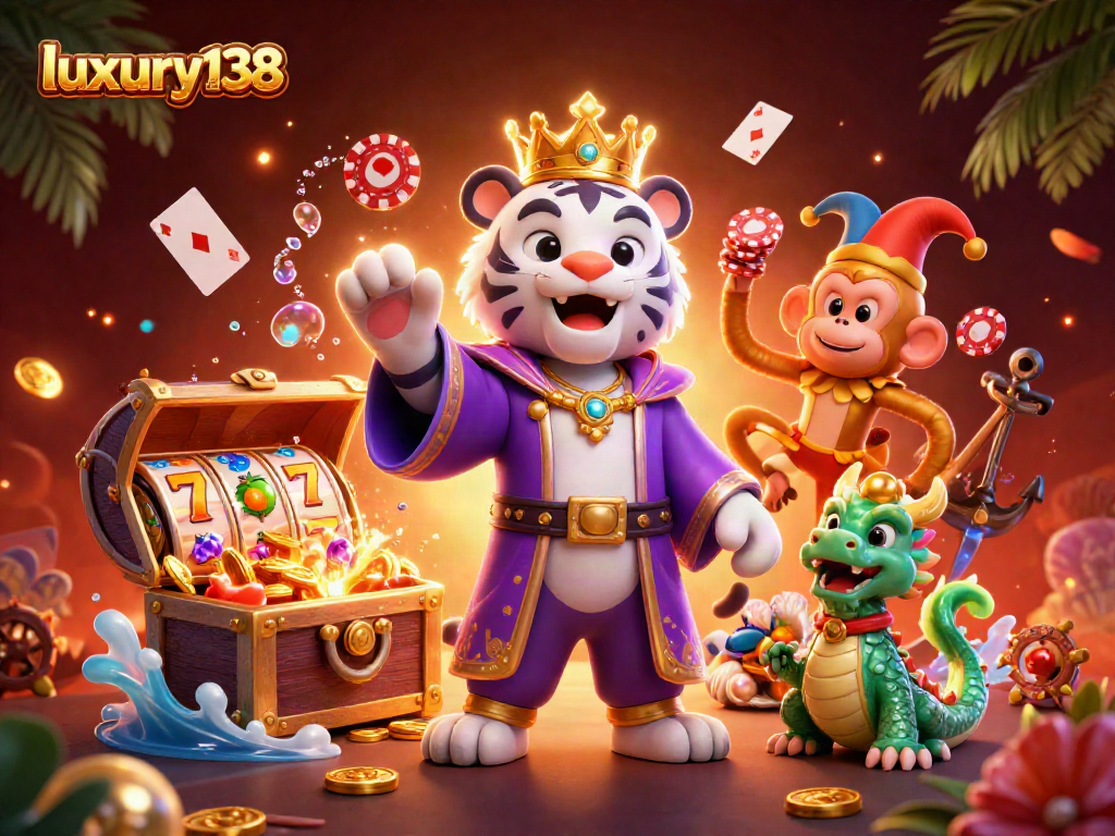 Slot menyenangkan dengan luxury138, harimau putih bermahkotakan emas dan angin kudeta koin.