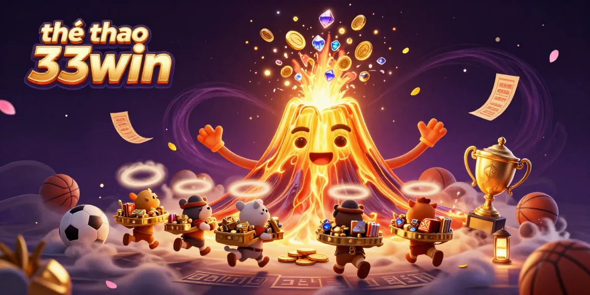 Engage with thể thao 33win as the golden volcano erupts coins and treasures amidst sports betting excitement.