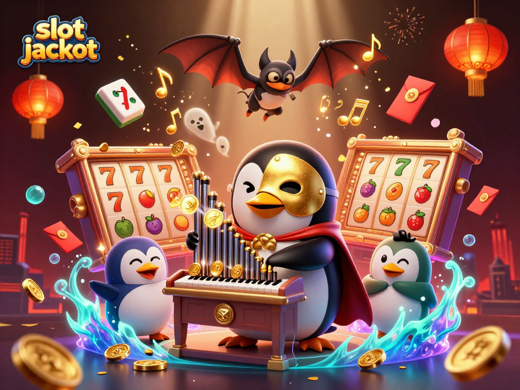 Engage in the thrill of the slot jackpot with a 3D illustration showcasing a fantastical casino scene