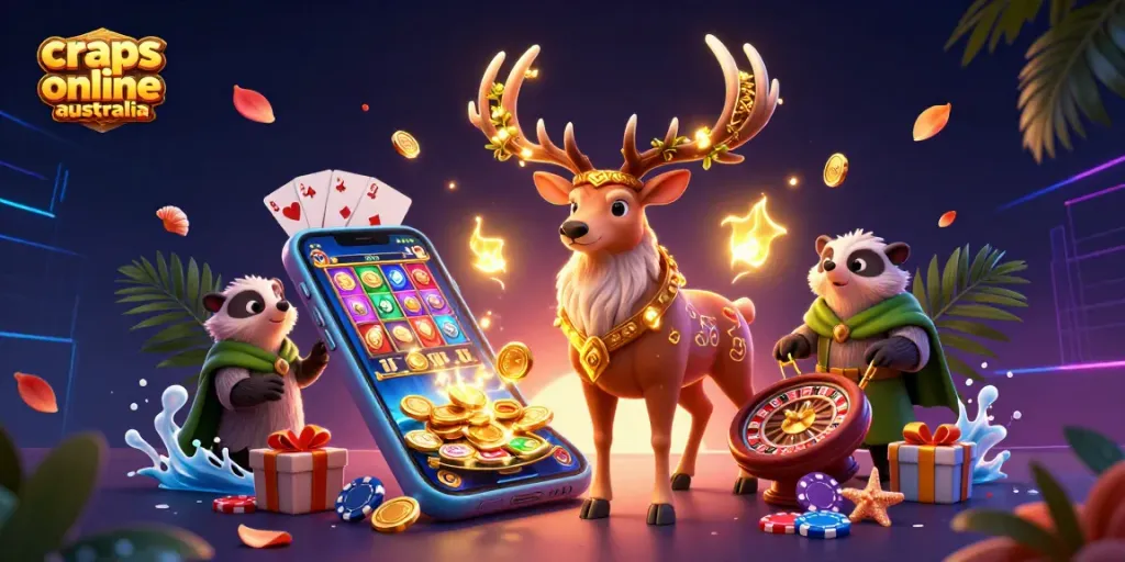 Craps online Australia scene with 3D characters and dynamic casino elements featuring engaging gameplay.