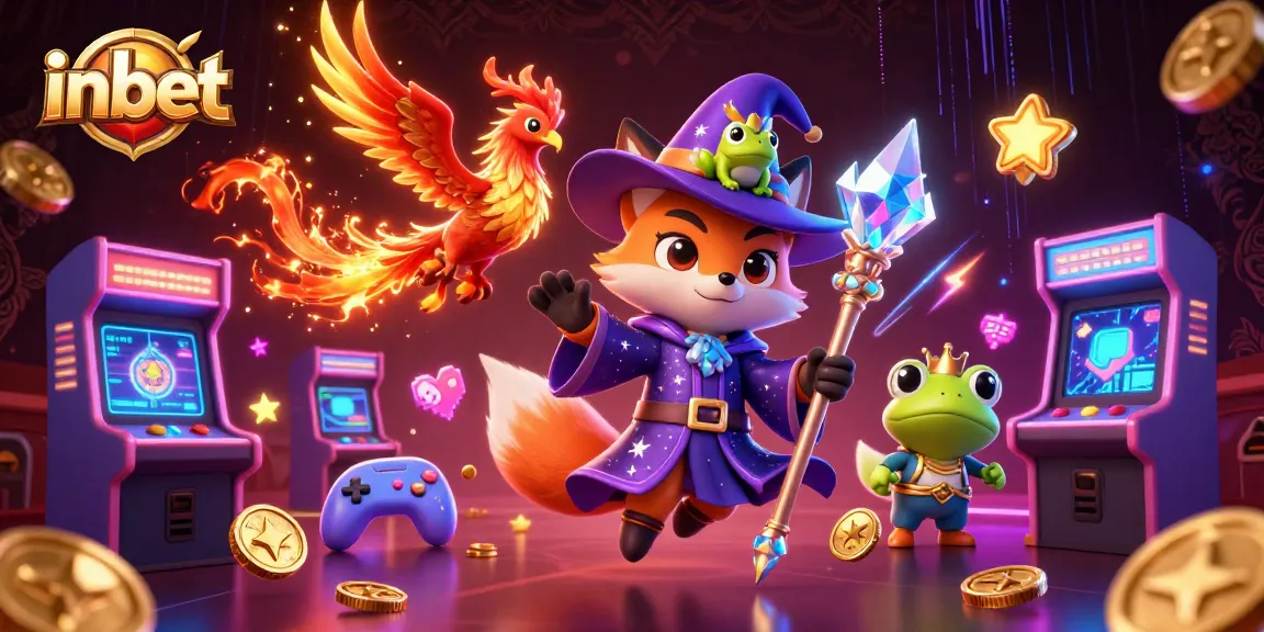 Experience inbet gaming with a mystical wizard fox, phoenix, and arcade elements.