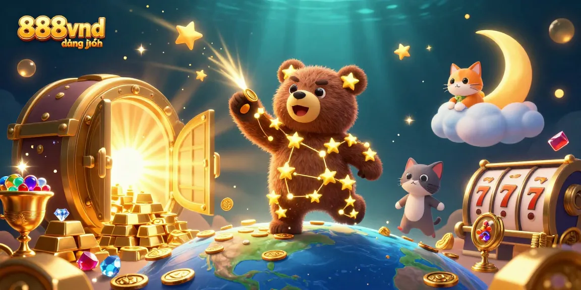 Immerse in the excitement of 888vnd đăng nhập as the constellation bear scoops coins amidst dazzling treasures.