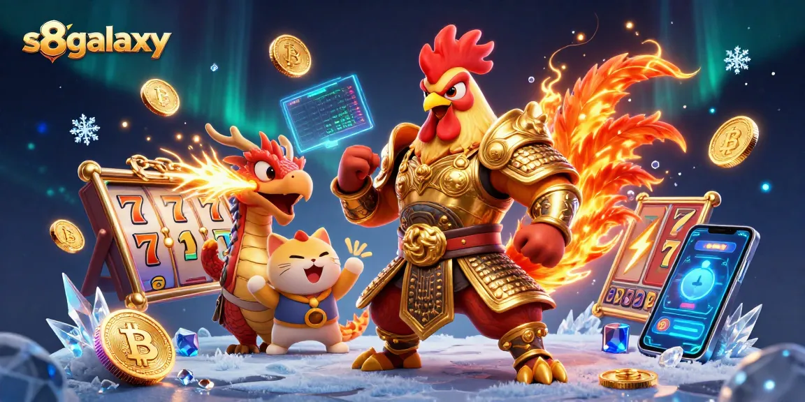 Engage with thrilling slots action at s8galaxy featuring a samurai rooster warrior and dragon hatchling.