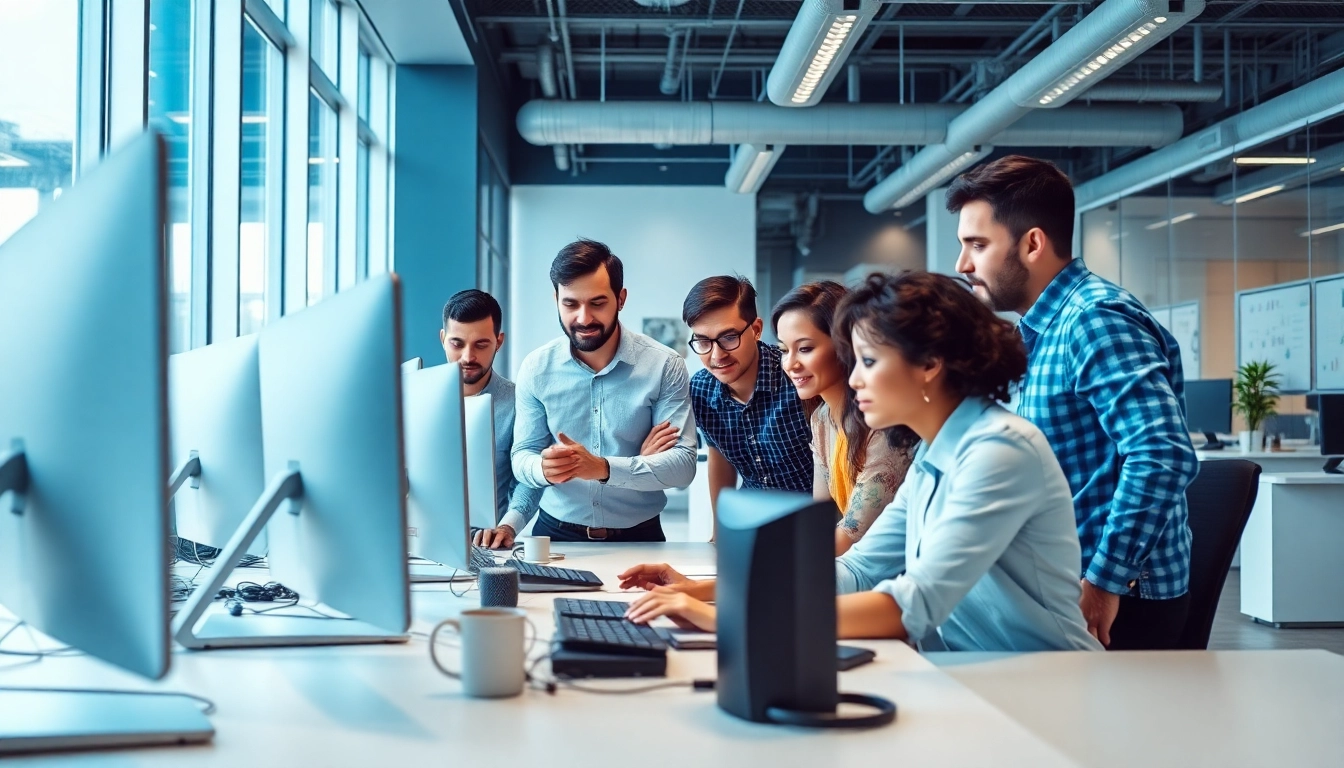 Showcasing collaboration in managed IT services at https://dmeomaha.com, highlighting teamwork and technology.