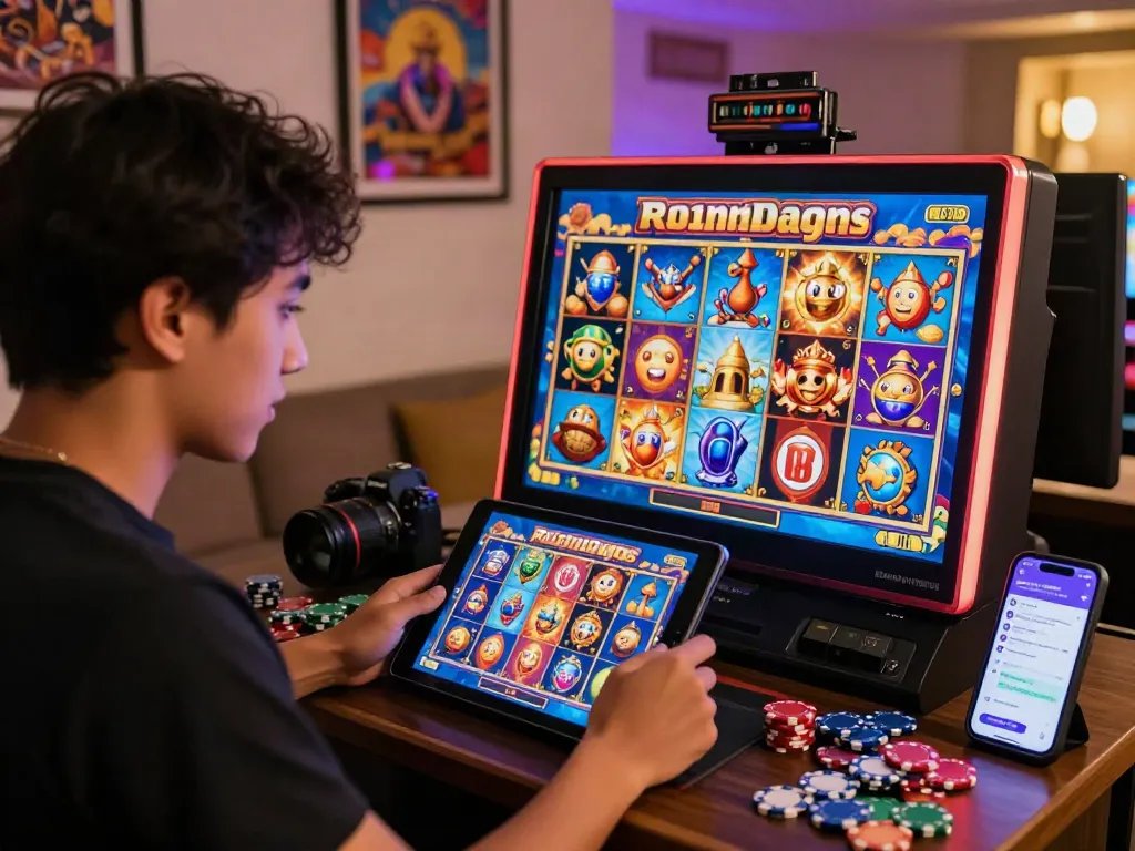 Experience the thrill of slot online gacor in a vibrant online casino setting with engaging graphics and user excitement.