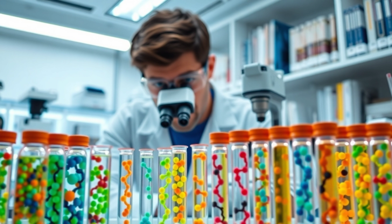 Analyze hydroresearch peptides in a professional lab environment with detailed samples.