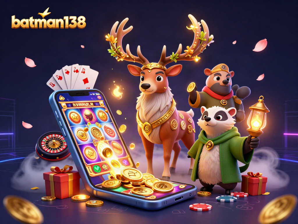 Experience winning strategies at batman138 with a vibrant 3D casino illustration showcasing gaming elements.