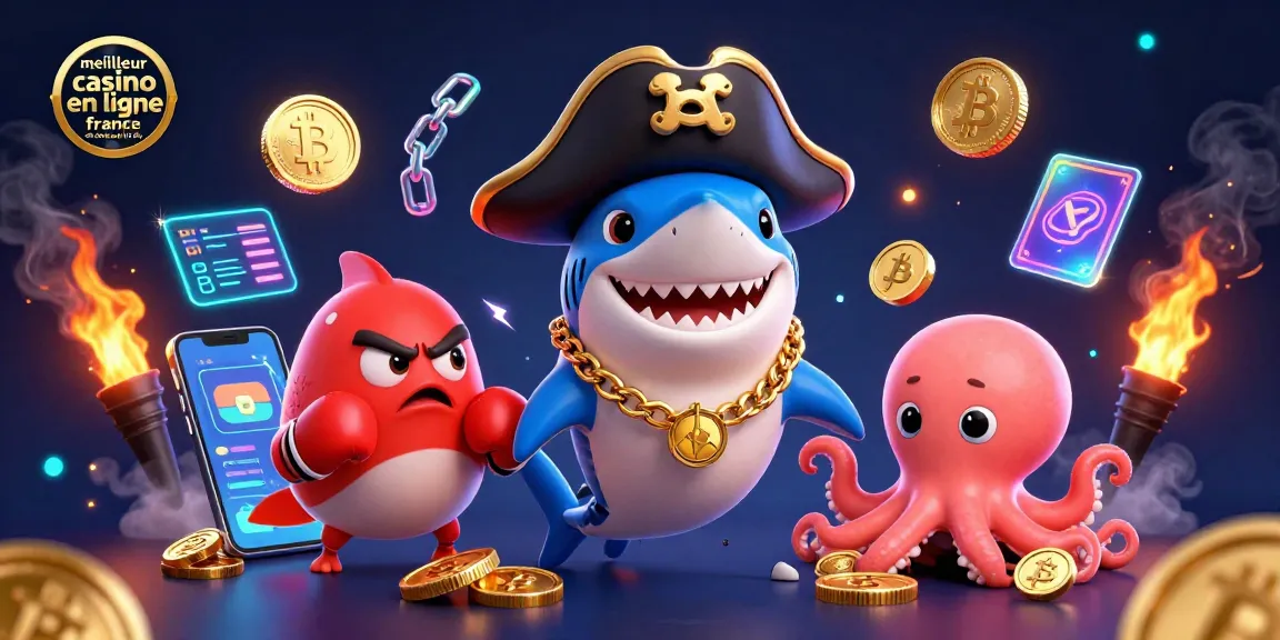 Découvrez le meilleur casino en ligne France avec un mélange coloré de personnages marins et d'éléments de jeu dynamique.