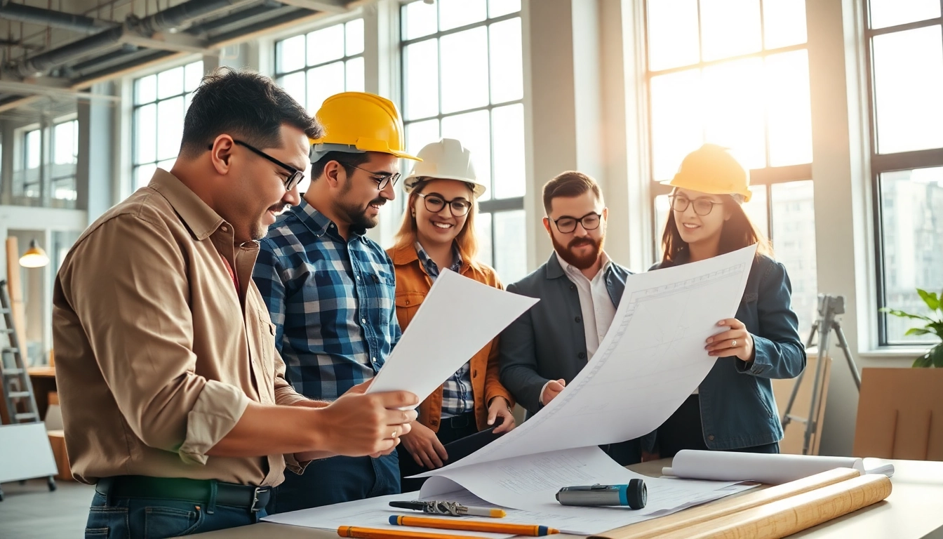 Highlighting construction industry association benefits through teamwork and collaboration in a vibrant office.