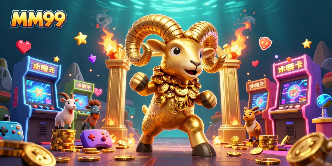 Experience thrilling gaming action with MM99, featuring vibrant casino elements and cartoon characters.