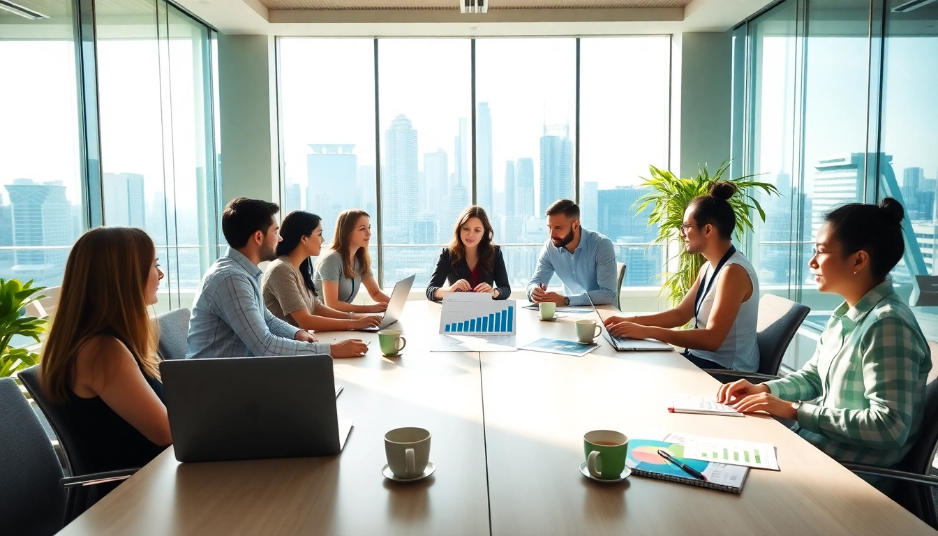 Engaging scene with marketing agencies in Melbourne's diverse team collaborating in a vibrant office.