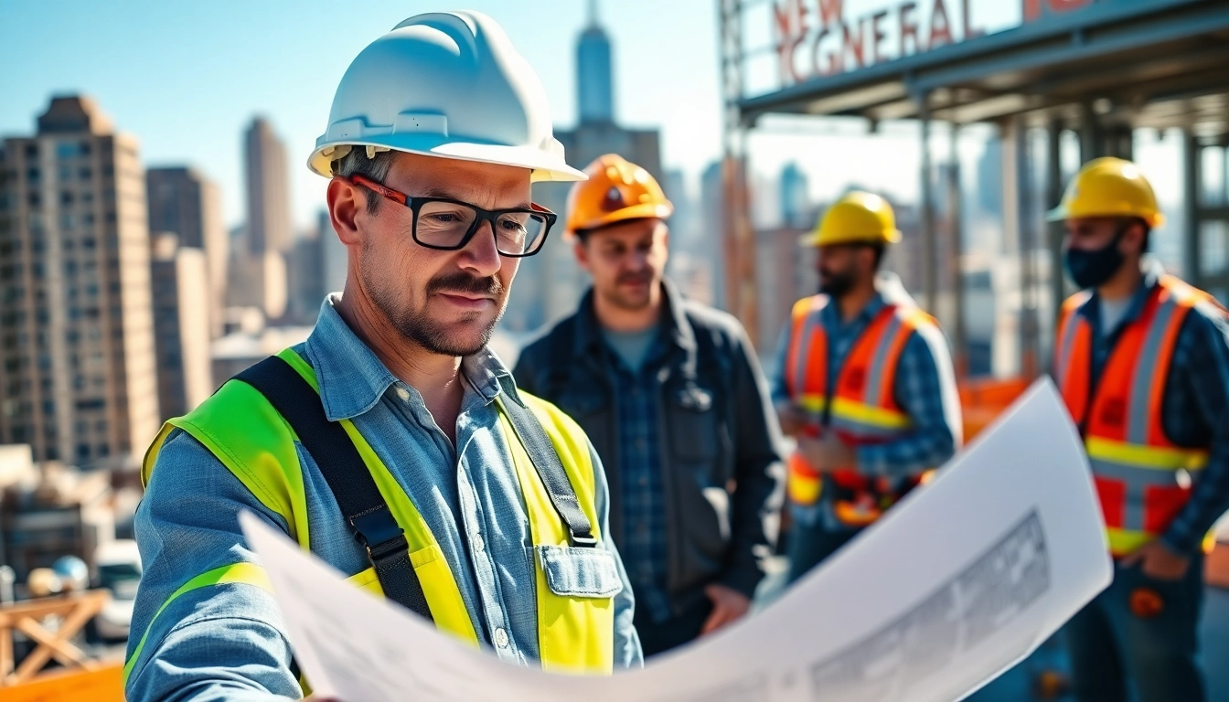 New York General Contractor collaborating with a team on a construction project in NYC.