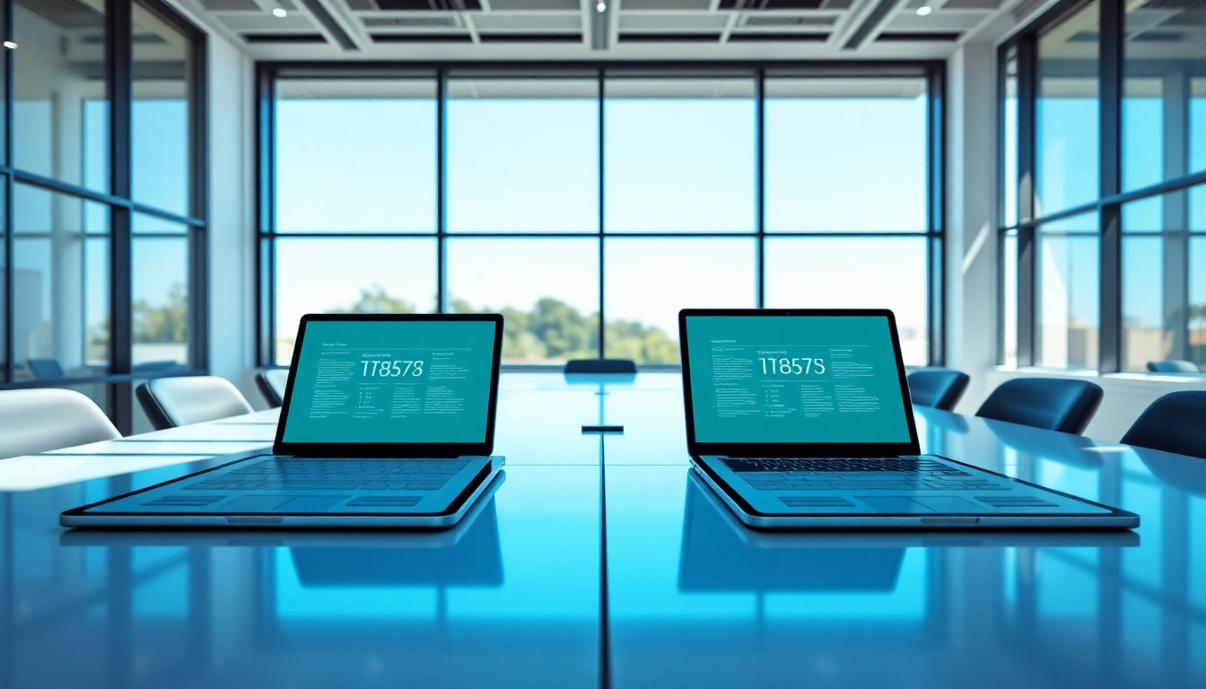 Compare EE vs Three business plans with modern digital devices in a professional setting.