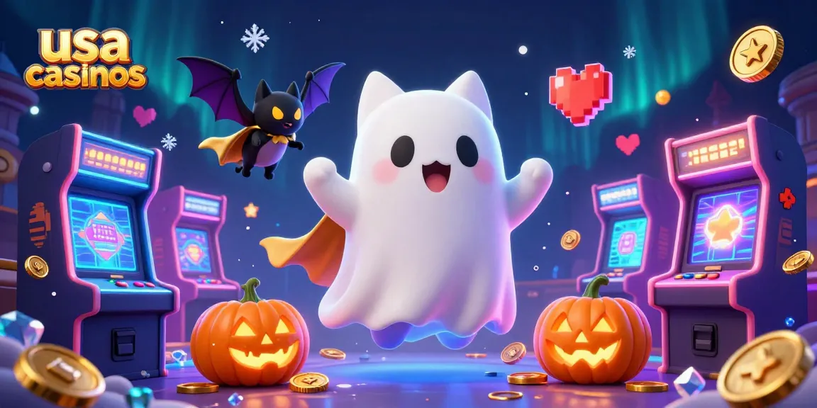 Engaging scene of a ghost cat in haunted usa casinos, surrounded by vibrant gaming elements.