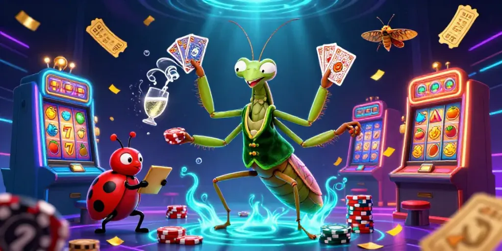 Experience excitement with the "situs slot online" illustration featuring vibrant slot reels and animated characters.